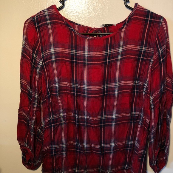 Plaid 3/4 Sleeve Top - Picture 2 of 3